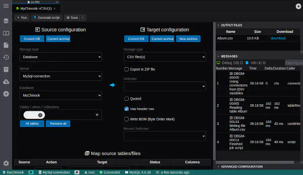 CSV export