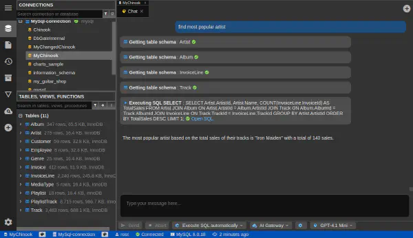 Database chat