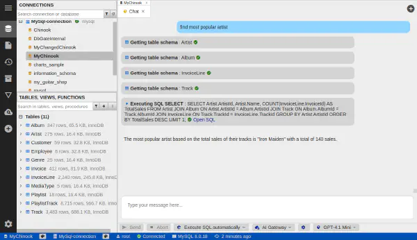 Database chat