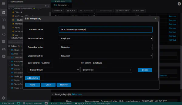Foreign key editor