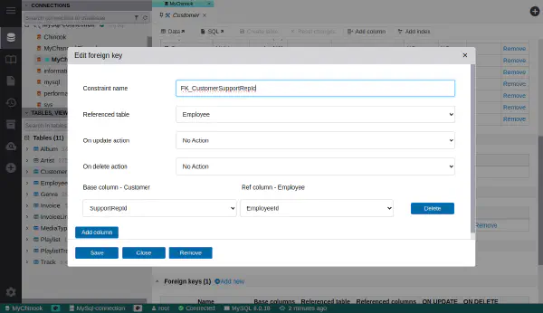 Foreign key editor