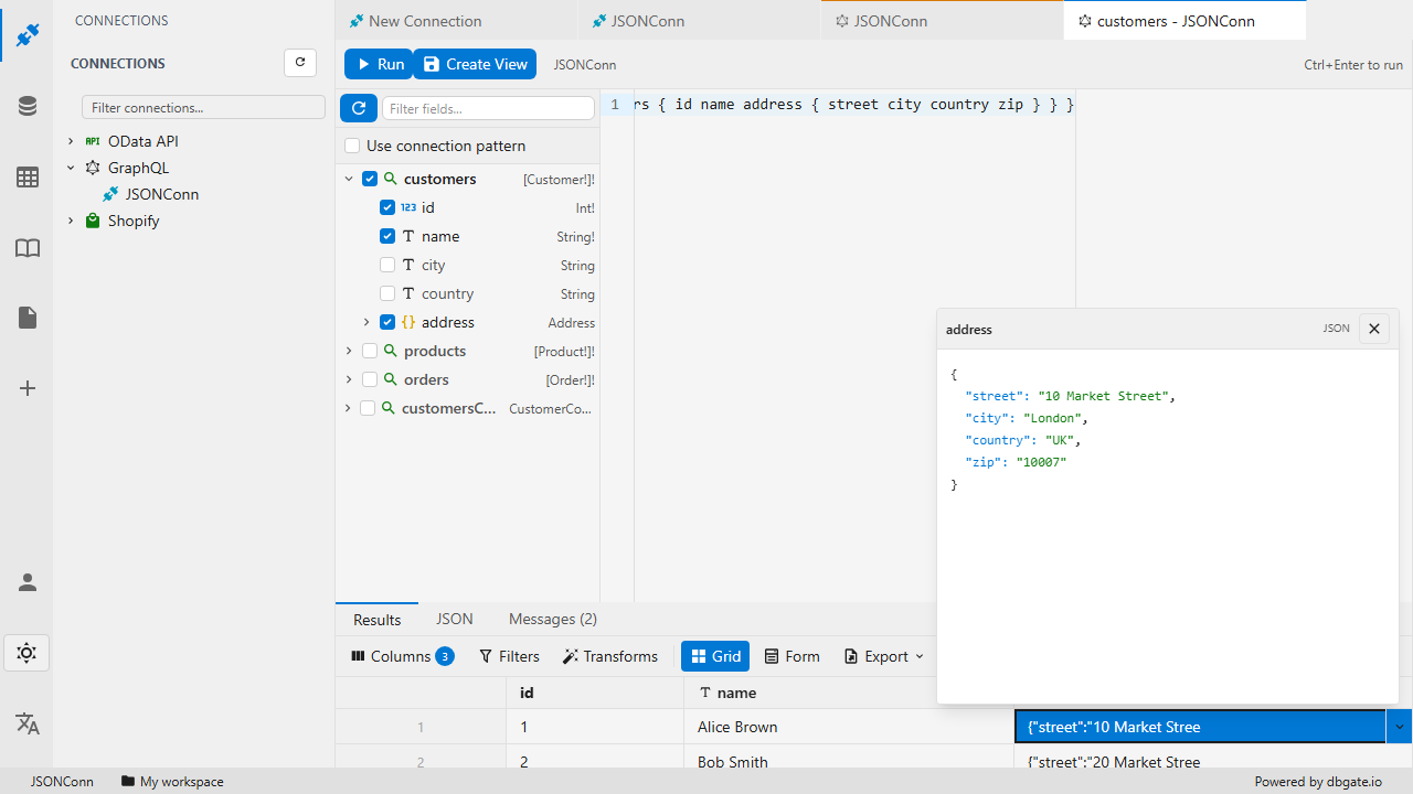 Inspect and edit structured JSON responses